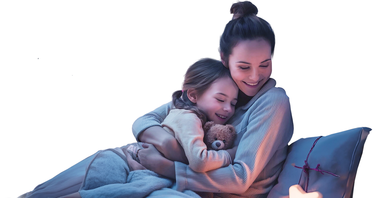 Madre e hija abrazadas
